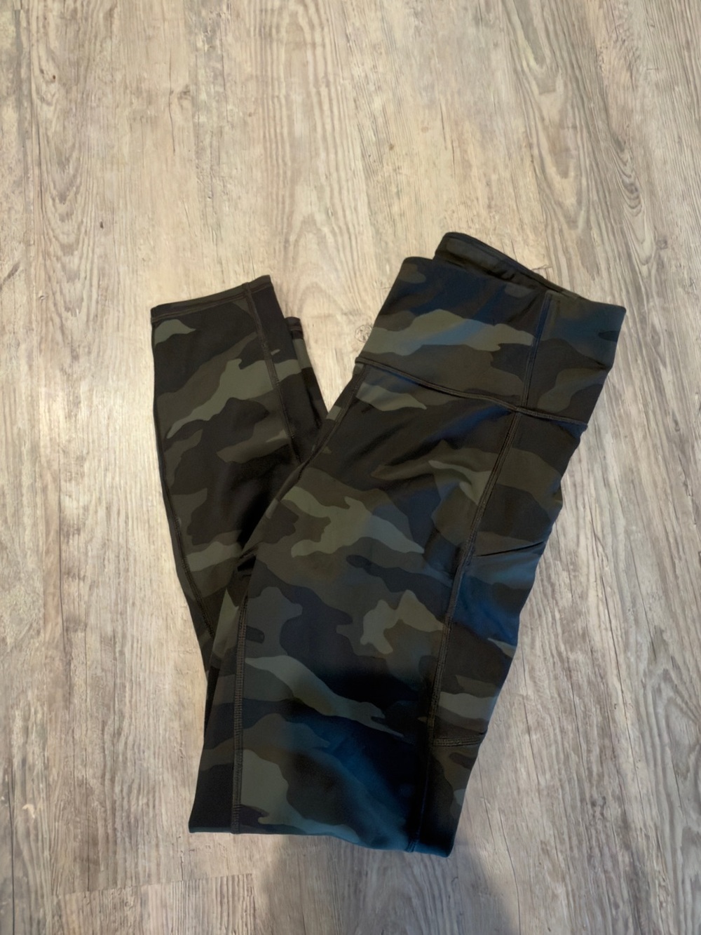 Athleta Camo Leggings in Black and Olive Green